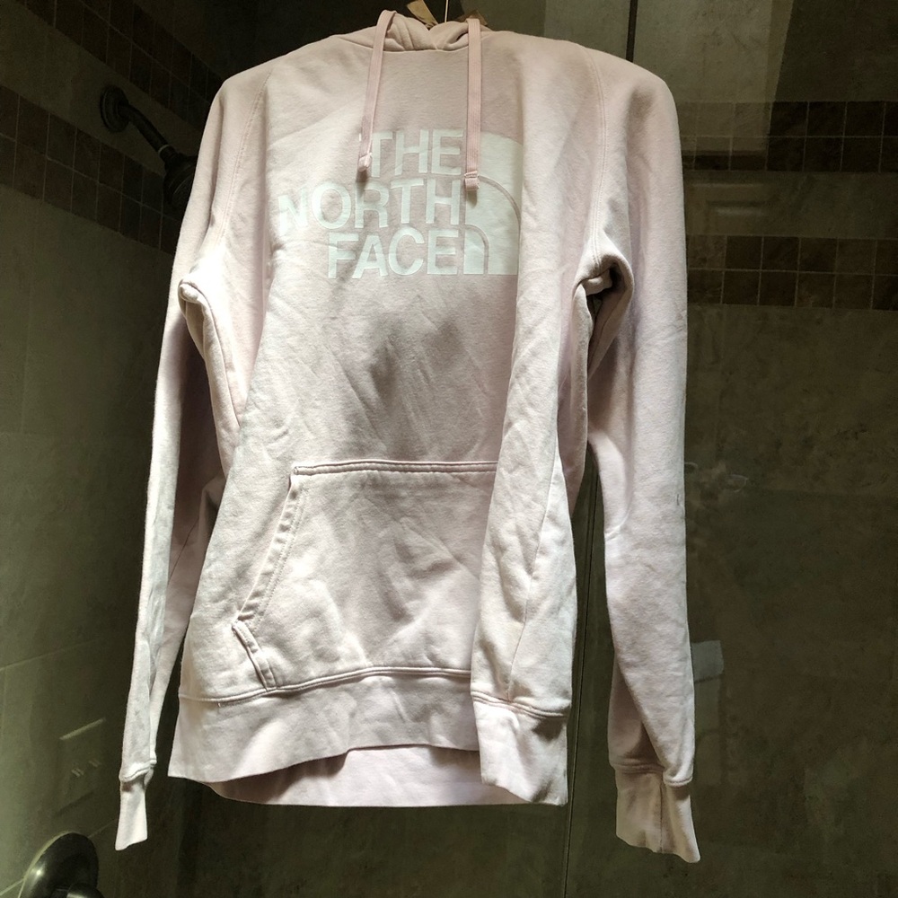 light pink north face hoodie medium